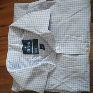 Stafford Men's Blue Checkered Shirt